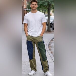 GUESS Century Carpenter Pants‎ Patchwork Utility Workwear Straight 32